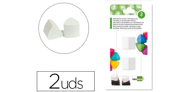 Repuesto goma de borrar liderpapel triangular para er04 blister de 2 unidades