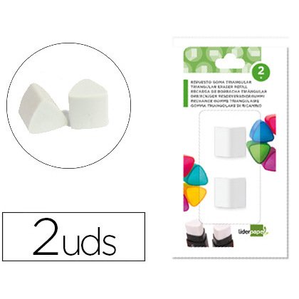 Repuesto goma de borrar liderpapel triangular para er04 blister de 2 unidades