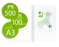 Papel fotocopiadora q-connect ultra white din a3 100 gramos paquete de 500 hojas