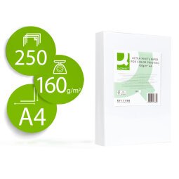 Papel fotocopiadora q-connect ultra white din a4 160 gramos paquete de 250 hojas