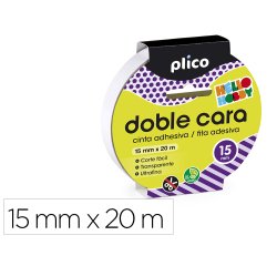 Cinta adhesiva plico doble cara 20 mt x 15 mm