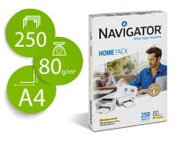 Papel fotocopiadora navigator home pack din a4 80 gramos paquete de 250 hojas