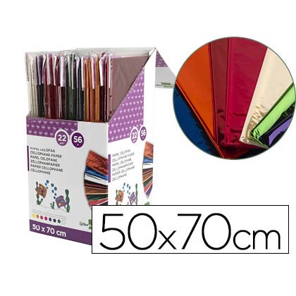 Papel celofán Liderpapel 50x70 expositor 8 colores