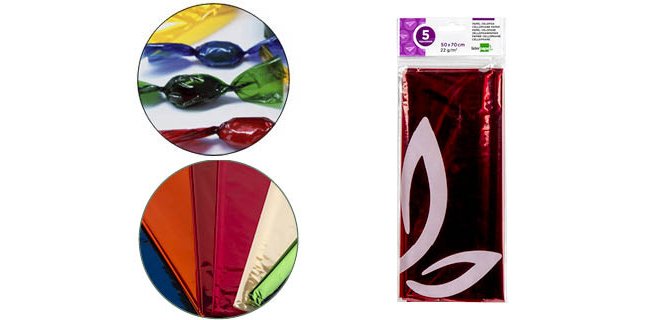 Papel celofán liderpapel 50 x 70 cm - Bolsa de 5 hojas