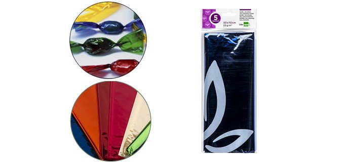 Papel celofan liderpapel 50x70 cm 22 g bolsa de 5 hojas azul