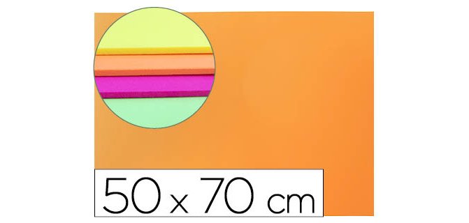 Goma eva liderpapel 50x70cm 60g/m2 espesor 2mm fluor naranja