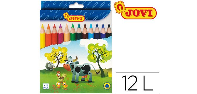 Lapices de colores jovi maxi triangulares estuche de 12 unidades colores surtidos