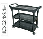 Carro de servicio multifuncional q-connect 3 estantes plastico 1115x524x940 mm