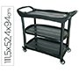 Carro de servicio multifuncional q-connect 3 estantes plastico 1115x524x940 mm