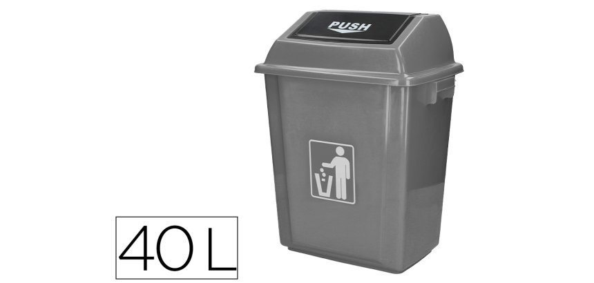 Contenedor q-connect plástico con tapa de balancin 40L gris 