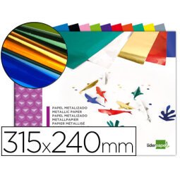 Bloc trabajos manuales liderpapel papel metalizado 240x315mm 10 hojas colores surtidos