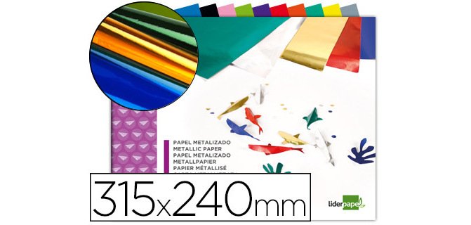 Bloc trabajos manuales liderpapel papel metalizado 240x315mm 10 hojas colores surtidos