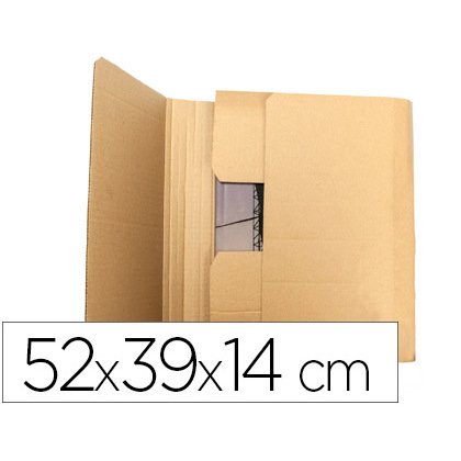 Caja para embalar libros q-connect carton reciclado canal simple 3 mm color kraft 520x390x140 mm