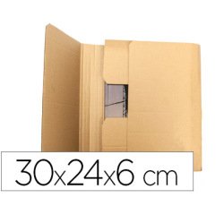 Caja para embalar libros q-connect carton reciclado canal simple 3 mm color kraft 300x240x60 mm