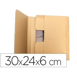 Caja para embalar libros q-connect carton reciclado canal simple 3 mm color kraft 300x240x60 mm