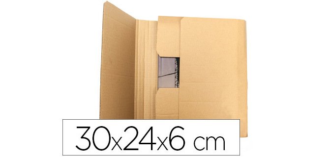 Caja para embalar libros q-connect carton reciclado canal simple 3 mm color kraft 300x240x60 mm