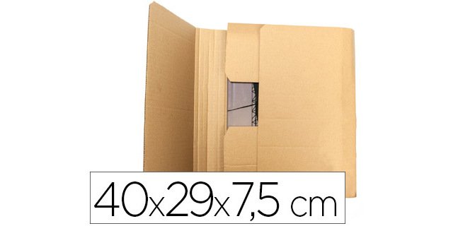 Caja para embalar libros q-connect carton reciclado canal simple 3 mm color kraft 400x290x75 mm