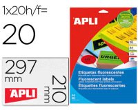 Etiqueta adhesiva apli 02881 210x297 mm para fotocopiadora laser caja con 20 hojas din a4 verde