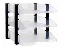 Bandeja sobremesa archivo 2000 plastico transparente con elevadores negro conjunto de 3 bandejas 28x285x350 mm