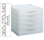Fichero cajones de sobremesa archivo 2000 260x270x340 mm apilables 5 cajones transparente translucido