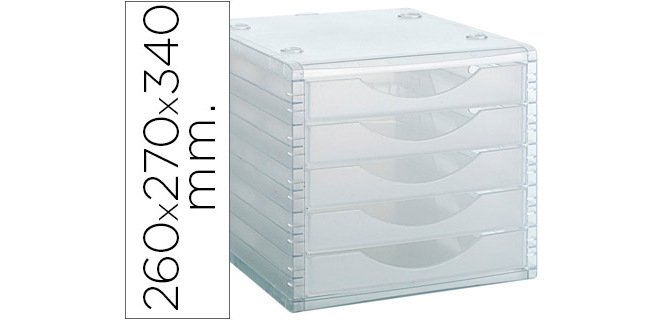 Fichero cajones de sobremesa archivo 2000 260x270x340 mm apilables 5 cajones transparente translucido
