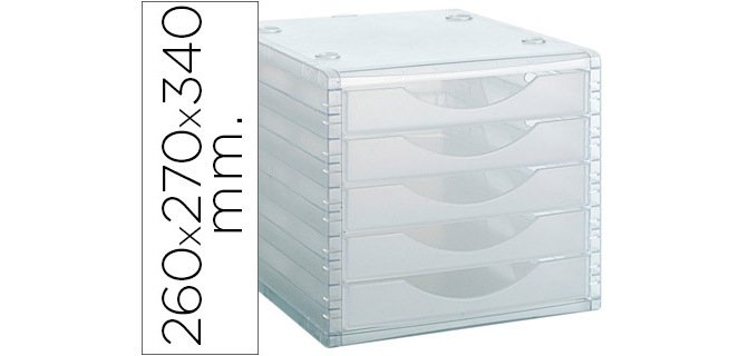 Fichero cajones de sobremesa archivo 2000 260x270x340 mm apilables 5 cajones transparente translucido