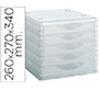 Fichero cajones de sobremesa archivo 2000 260x270x340 mm apilables 5 cajones transparente translucido