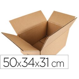 Caja para embalar q-connect am ericana carton 100% reciclado canal simple 5 mm color kraft 500x340x310 mm
