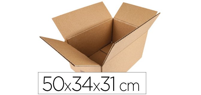 Caja para embalar q-connect americana carton reciclado canal simple 5 mm color kraft 500x340x310 mm