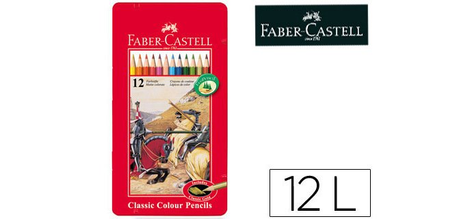 Lapices de colores faber castell caja metalica de 12 colores surtidos