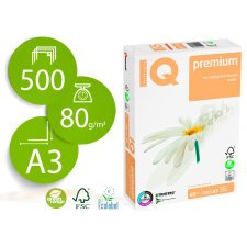 Papel fotocopiadora iq premium din a3 80 gramos paquete de 500 hojas