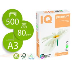 Papel fotocopiadora iq premium din a3 80 gramos paquete de 500 hojas
