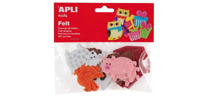 Figura de fieltro apli con forma de animales bolsa de 18 unidades surtidas