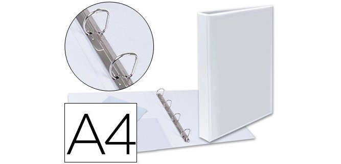 Carpeta canguro 4 anillas mixtas 25mm esselte a4 plastico blanca