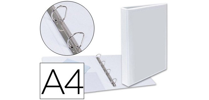 Carpeta canguro 4 anillas mixtas 25mm esselte a4 plastico blanca