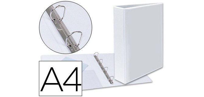 Carpeta canguro 4 anillas mixtas 40mm esselte a4 plastico blanca
