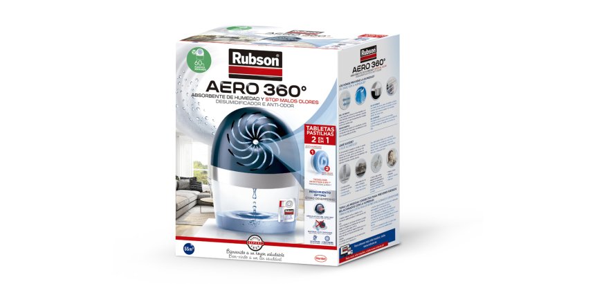 Deshumidificador rubson aero 360º + pastilla recambio gratis 189x118x241 mm