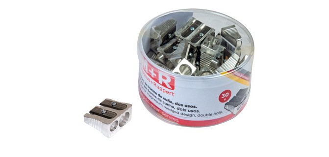 Sacapuntas m+r 211 metalico 2 usos cuña bote de 30 unidades