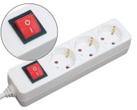 Regleta 3 tomas mediarange blanca con interruptor longitud cable 1,4m