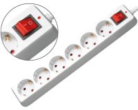 Regleta 6 tomas mediarange con interruptor longitud cable 1,4m color blanco