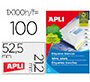 Etiqueta adhesiva apli 1284 tamaño 52,5 x 21,2 mm para fotocopiadora laser ink-jet caja con 100 hojas din a4