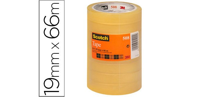 Cinta adhesiva scotch transparente 66 mt x 19 mm pack de 8 unidades