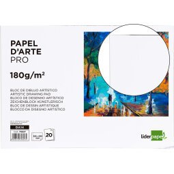 Bloc dibujo liderpapel artistico encolado 230x325mm 20 hojas 180 g/m2 sin recuadro