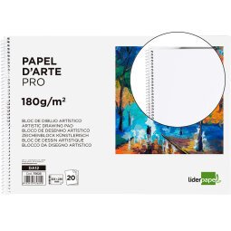 Bloc dibujo liderpapel artistico espiral 230x325mm 20 hojas 180g/m2 sin recuadro perforado