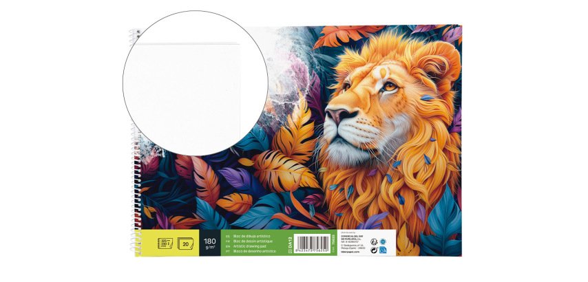 Bloc dibujo liderpapel artistico espiral 230x325mm 20 hojas 180g/m2 sin recuadro perforado