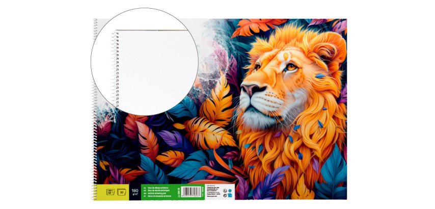 Bloc dibujo liderpapel artistico espiral 460x325mm 20 hojas 180gr/m2 sin recuadro perforado