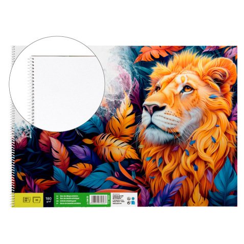 Bloc dibujo liderpapel artistico espiral 460x325mm 20 hojas 180gr/m2 sin recuadro perforado