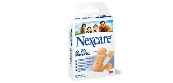 Tira adhesiva 3m nexcare para heridas y cortes plasticoimpermeable caja de 20 unidades diversos tamaños