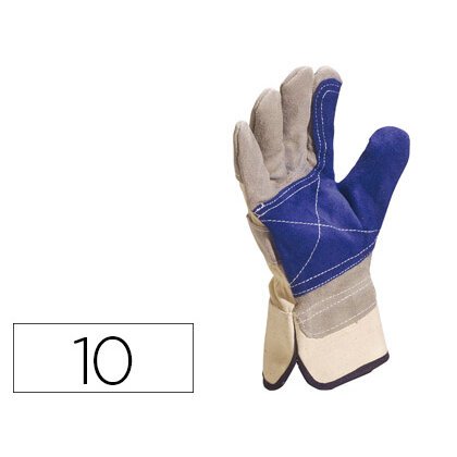 Guantes deltaplus docker serraje vacuno reforzado ideal para trabajos intensivo color gris-azul talla 10