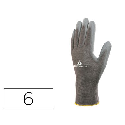 Guantes deltaplus poliester antideslizante lavable especial para manipulacion y manutencion gris talla 6